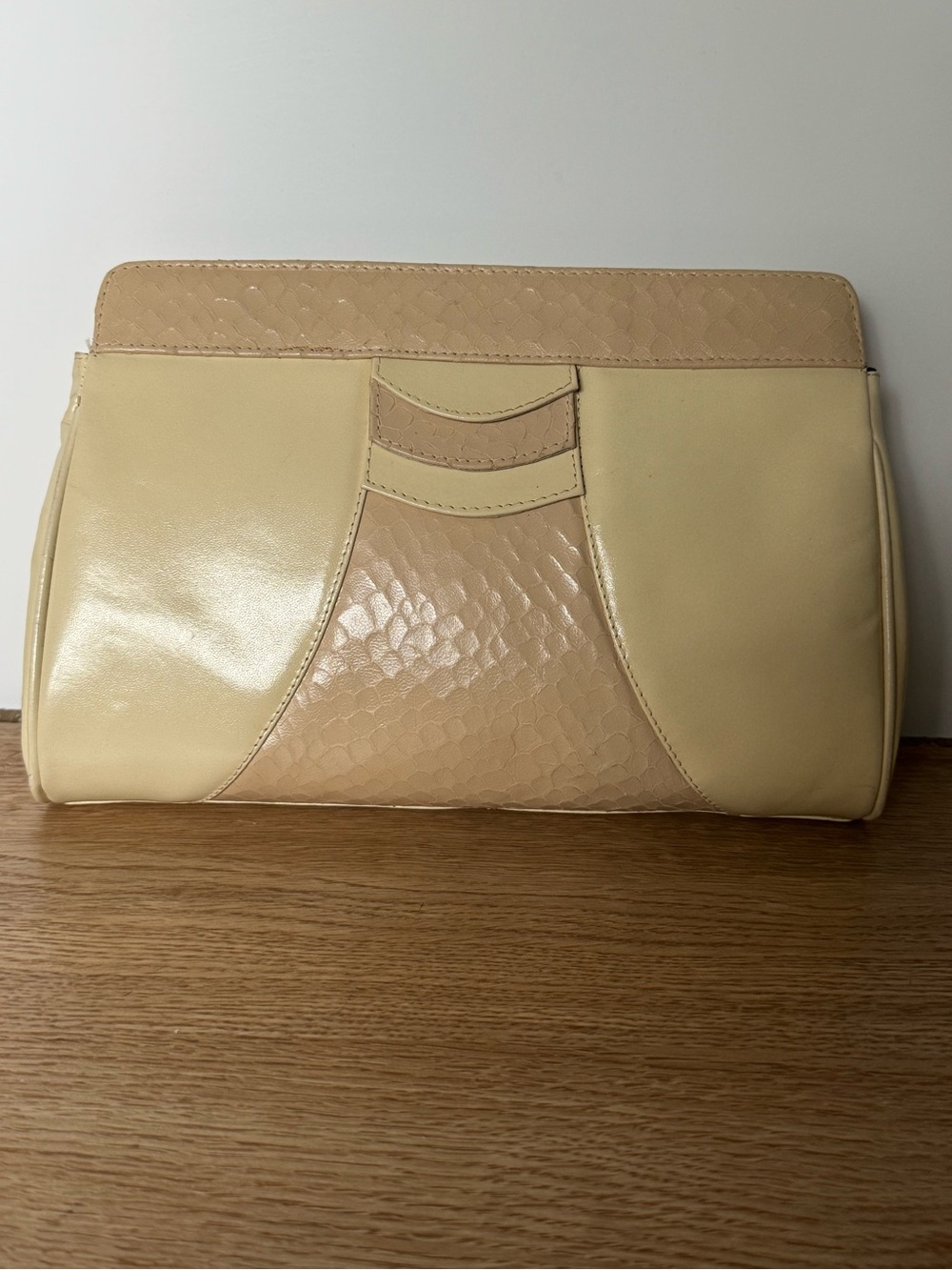 Vintage Algo Italiano Elegant Two-Tone Cream & Blush Clutch/Crossbody